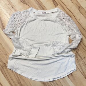 Alife White Long-Sleeve Lace Paneled Tee